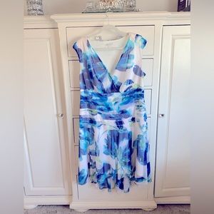 Sheer Chiffon Blue Floral Dress